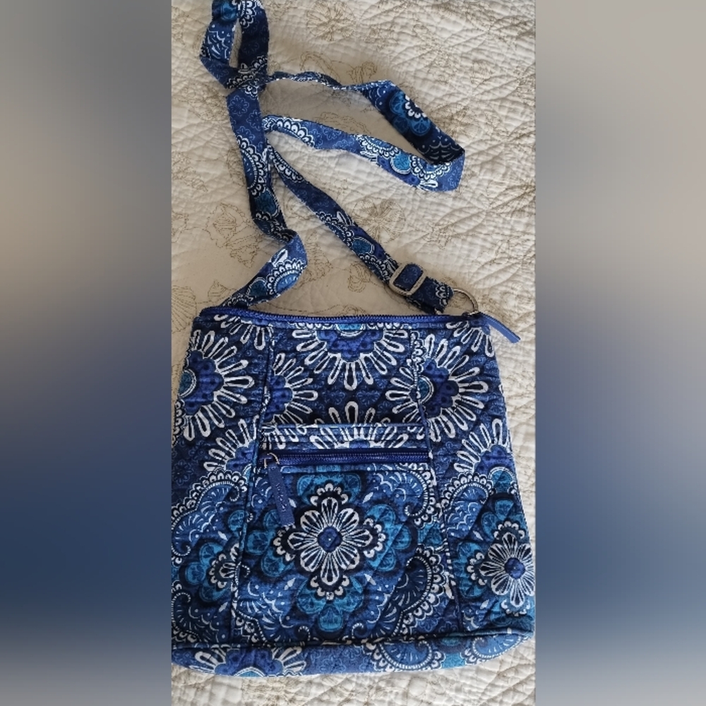 Vera Bradley Quilted Blue Floral Patterned Shoulder Crossbody Bag